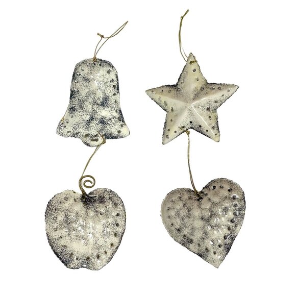 Patriotic Christmas Ornaments in Red, White, & Blue.  Heart, Star, Apple, and Be - Picture 5 of 5